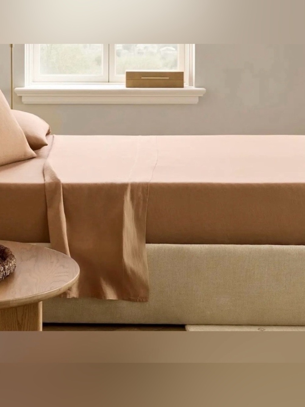 NWOT Quince European Linen Flat Sheet, King (Latte)